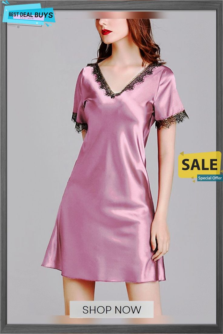 Women's Sheath Dress A Line Dress Mini Dress Polyester Daily Sexy Lace Patchwork Color Block V Neck Home Lounge Pink Wine Spring Summer 1x S M L Fitted V-neck Mini Dress For Sleep, Elegant Short Sleeve Night Dress, Elegant Short Sleeve Dresses For Night, Pink Fitted Dress For Night, Fitted Pink Dress For Night, Pink V-neck Sleep Mini Dress, Pink V-neck Mini Dress For Sleep, Pink Fitted Mini Dress For Night, Home Lounge