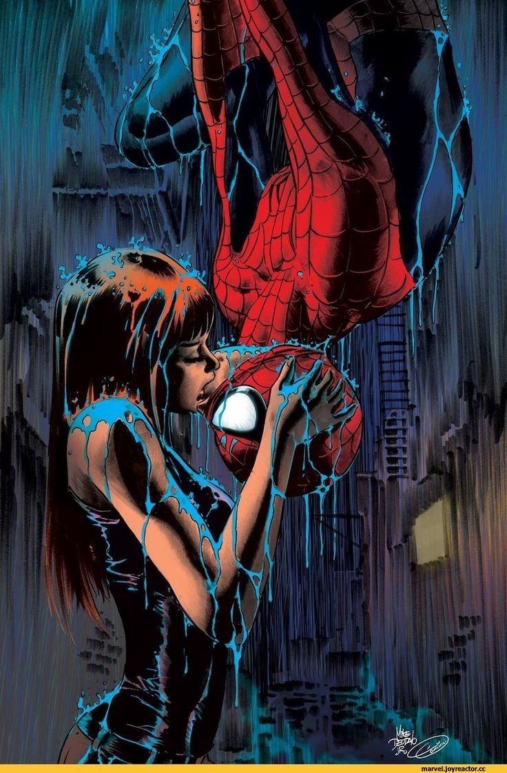 spider - man and woman in the rain, one is holding a light up ball