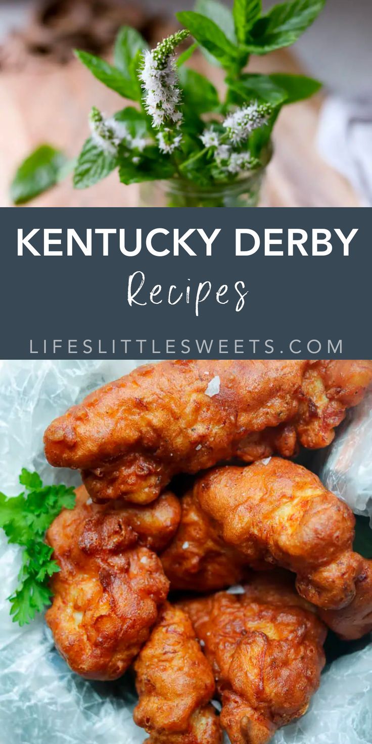 the recipe for kentucky derby chicken wings is shown in this image with text overlay