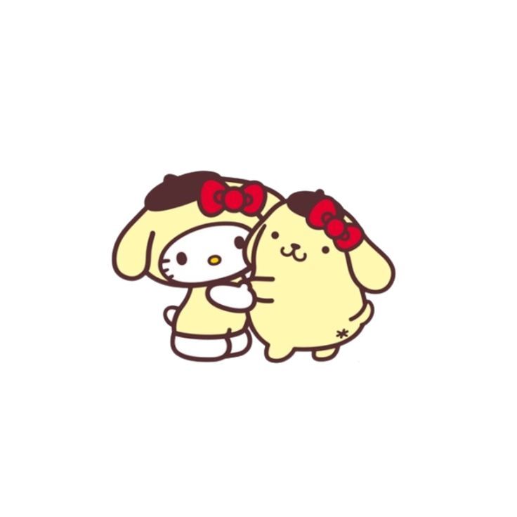 hello kitty and dog hugging each other