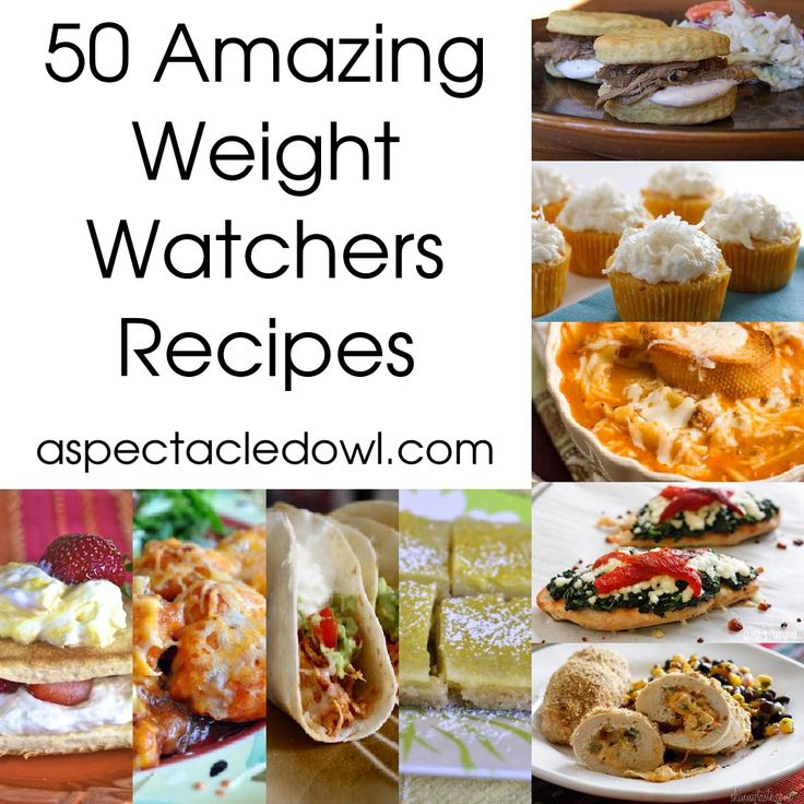 the cover of 50 amazing weight watchers recipes, with pictures of different types of food