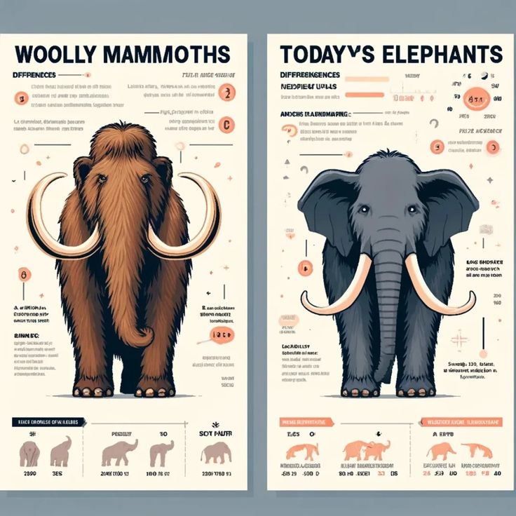 two posters with different types of elephants on them