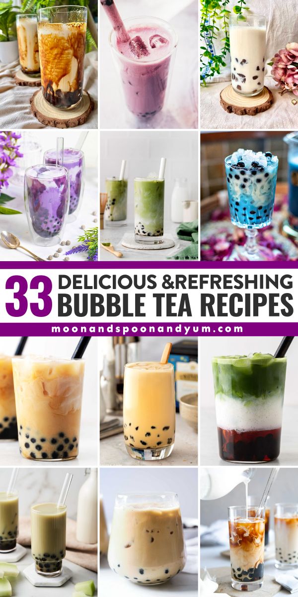 Discover 33 irresistible bubble tea recipes to make at home! From classic milk tea to exotic fruit flavors, learn how to create refreshing and delicious boba drinks for any occasion. Unique Boba Drinks, Boba Without Tea, Booba Tea Recipe, Fruit Tea Recipes Boba, Boba Refresher, Asian Drinks Aesthetic, Popping Boba Drink Ideas, Bubble Tea Ideas, Fruit Boba Tea Recipe