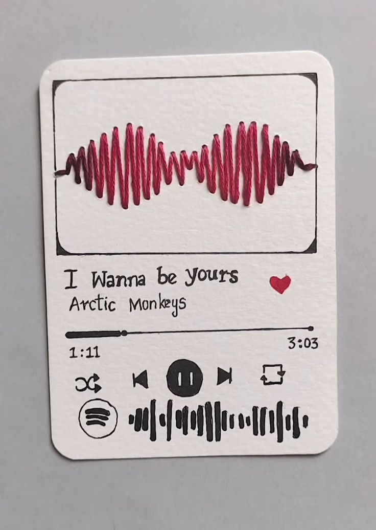 a white card with red and black writing on it that says i wanna be yours arctic monkeys