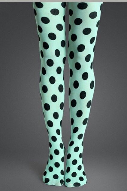 mint tights with black polka dots Funky Tights, Green Tights, Polka Dot Tights, Striped Tights, Stylish Socks, Leggings And Socks, Stocking Tights, Cute Socks, Happy Socks