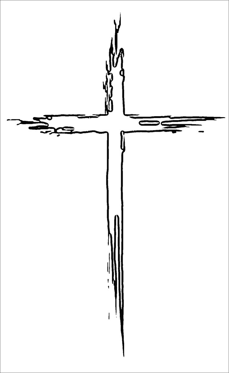 a black and white drawing of a cross