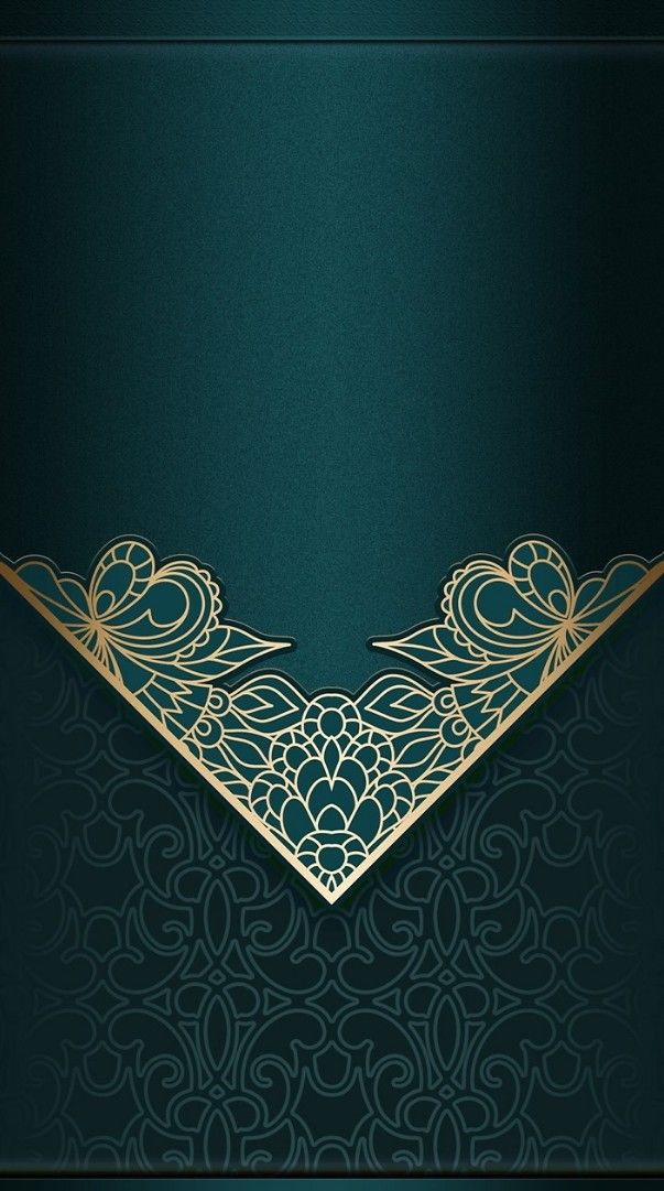 a green and gold background with an ornate design