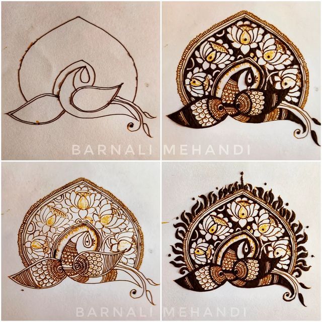 four different types of henna designs on paper