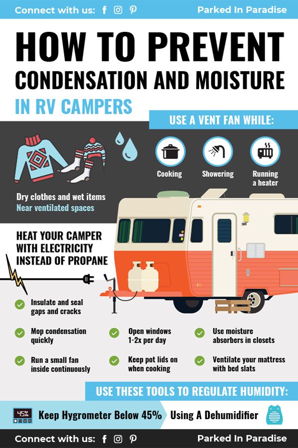 an info sheet describing how to prevent condensation and moisture in rv campers