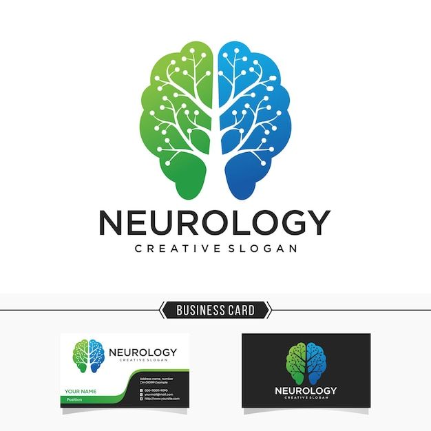 the logo for neurology, a business card