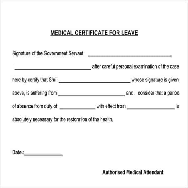 the medical certificate for leave is shown in this file, it shows that there are no additional