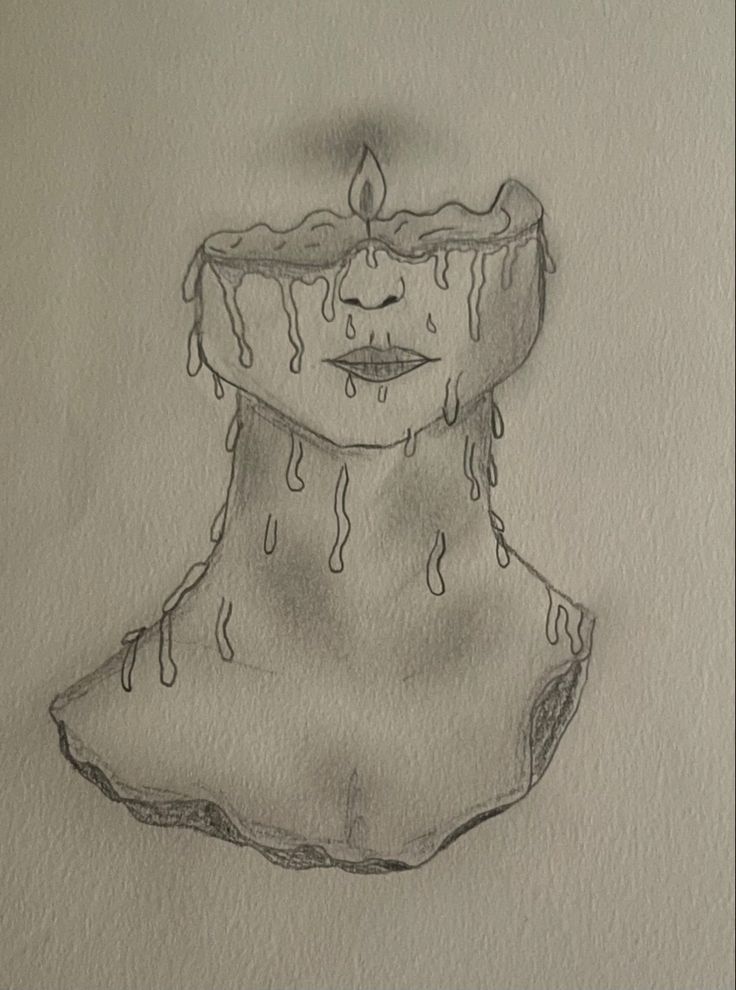 a drawing of a woman's face with water dripping from her mouth and head