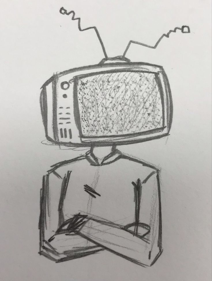 a drawing of a tv sitting on top of a box