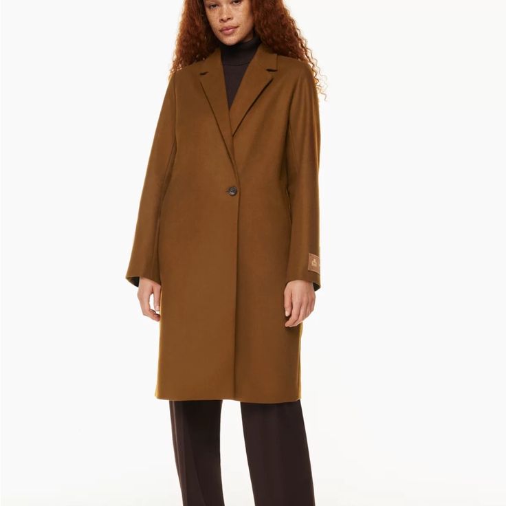 Reposhing This Item I Purchased From @Tighanfavorite. Loved It, But Ready To Rotate For Something New. Questions? Leave A Comment Below! Aritzia Wool Coat, Stedman Coat, Aritzia Jacket, Dark Caramel, Denim Vans, Wind Protection, Aritzia Babaton, Single Breasted Coat, Work Attire