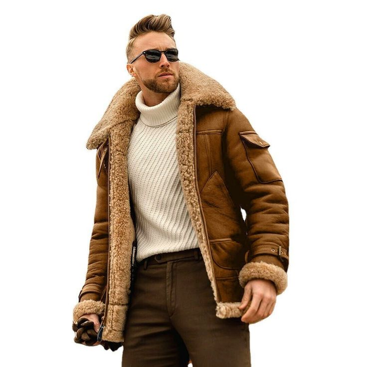 Plus Size Trench Coat, Stylish Leather Jacket, Mens Sherpa, Mens Fur, Winter Chic, Retro Mode, Nikko, Casual Coat, Outfit Casual