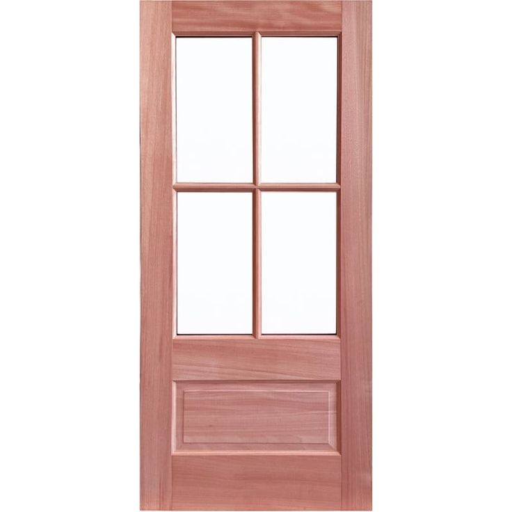 a wooden door with glass panels on the front and side panel, in light wood