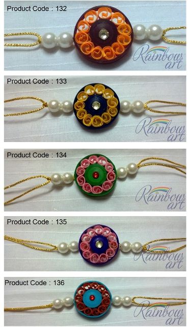 four different types of necklaces with pearls and beads on them, all in different colors