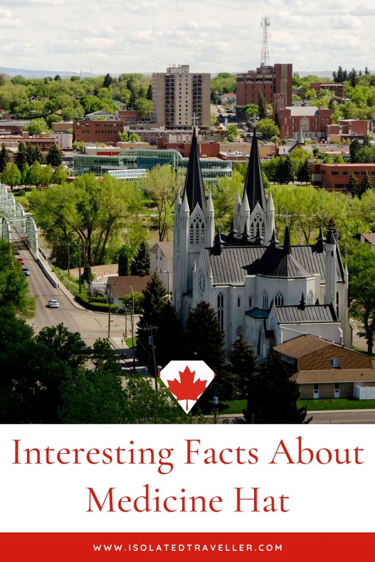 an aerial view of a canadian city with the words interesting fact about medicine hat on it