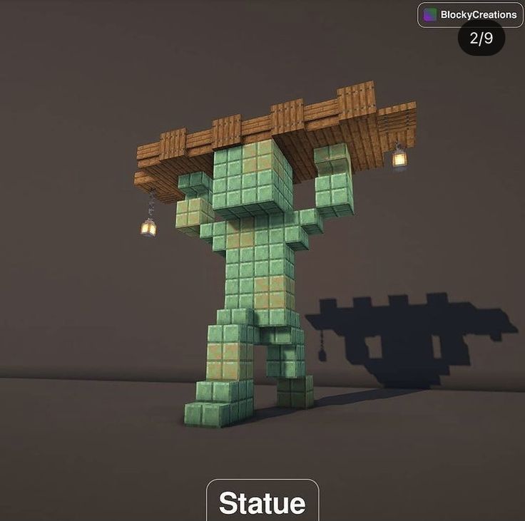 an animated image of a statue made out of cubes and bricks with the caption state