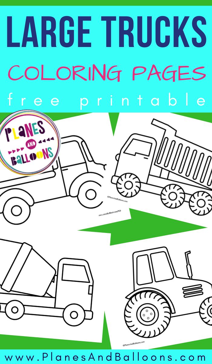 large trucks coloring pages with free printables for kids to color and play on