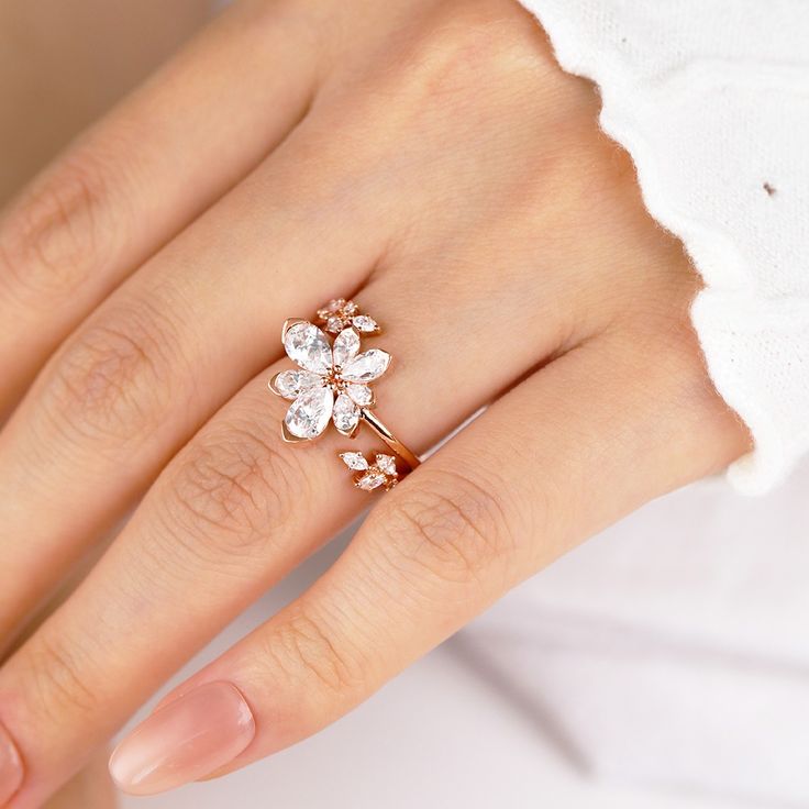 Fancy Blossom Bridal Set Enagement Ring, Enagement Rings, Bridal Set, The Shape, Bridal Sets, Powerful Women, A Flower, Pear Shaped, Ring Set