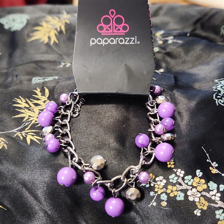 New In Package. Gunmetal Colored Chain Bracelet With Purple And Gunmetal Colored Beads Bohemian Purple Multi-strand Beaded Bracelets, Bohemian Nickel-free Purple Bracelets, Luxury Purple Multi-stone Bracelets, Bohemian Hand-strung Amethyst Bracelets, Bohemian Multi-strand Purple Beads, Purple Grey, Paparazzi Jewelry, Womens Jewelry Bracelets, Chain Bracelet