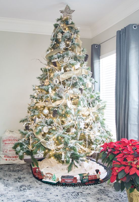 a decorated christmas tree in a living room