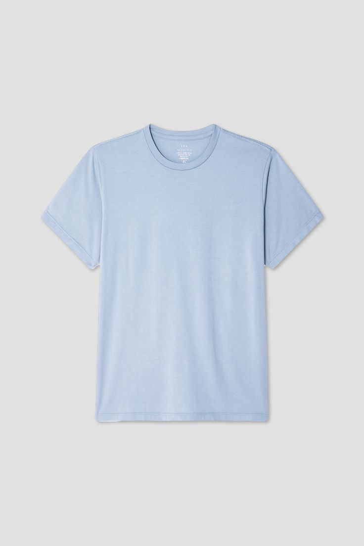 Everything a t-shirt should be: simple, modern, and classic. Spun from America's best cotton and garment-dyed for a soft, worn-in feel. Basic crew neck. 100% Supima cotton, grown in America. Garment-dyed & pre-shrunk. Machine washable & tumble dry. Anselmo is 6'1" with broad shoulders fit for a surfer, wearing size L. White Tee Men, Broad Shoulders, White Lotus, Tee Shirt Dress, Blue Tee, Blue T Shirt, Lounge Shorts, Supima Cotton, Blue T