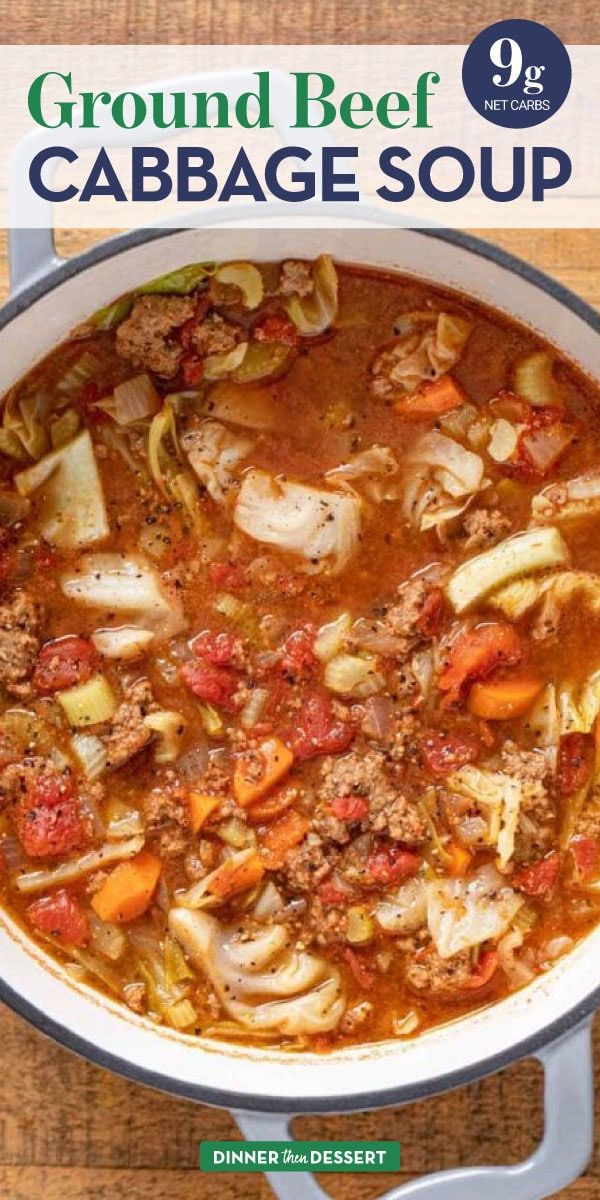 the cover of ground beef cabbage soup