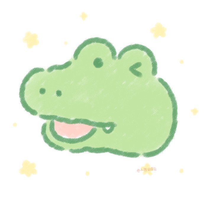 a drawing of a smiling alligator head