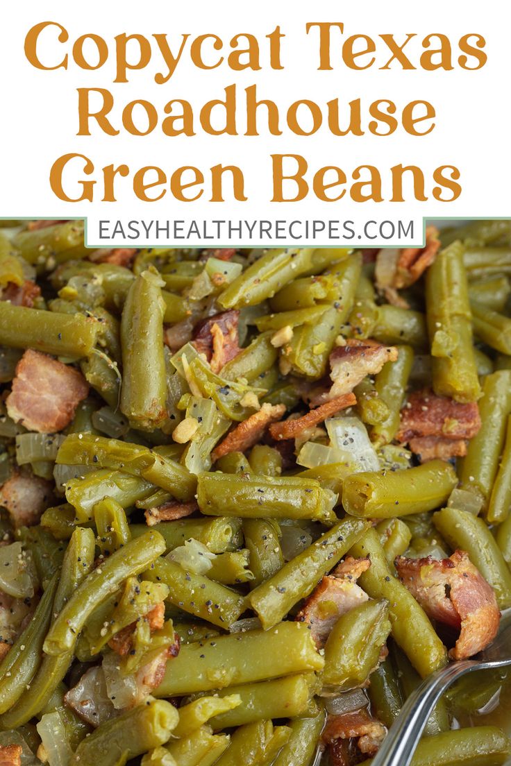 green beans with bacon and other toppings in a bowl