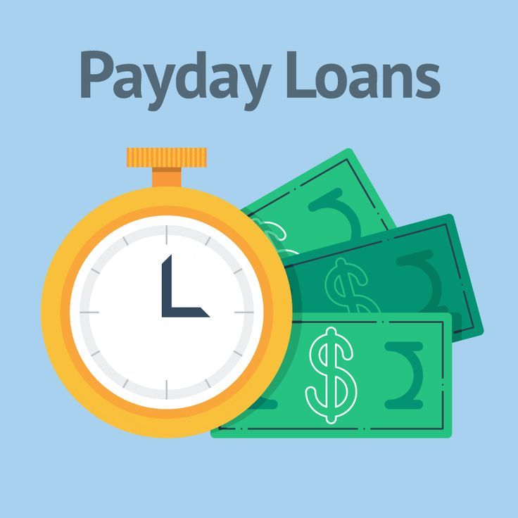 an image of a clock and money with the words payday loan