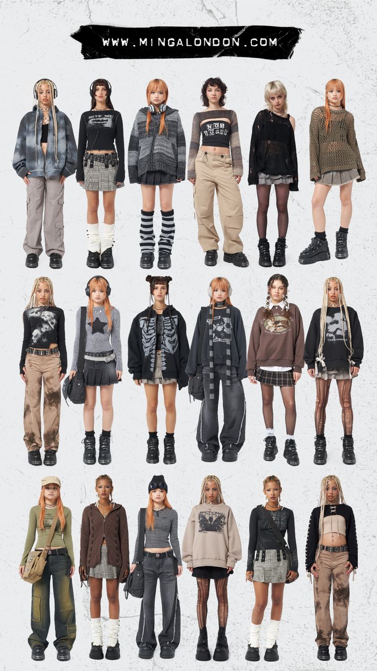 Mingalondon Outfits, Gruge Outfits Girl, Y2k Retro Outfits, Sims 4 Clothes Grunge, Y2k Layered Outfits, Abuci Fashion, Escape Room Outfit, Outfit Styles Types Of Aesthetic, How To Dress Grunge