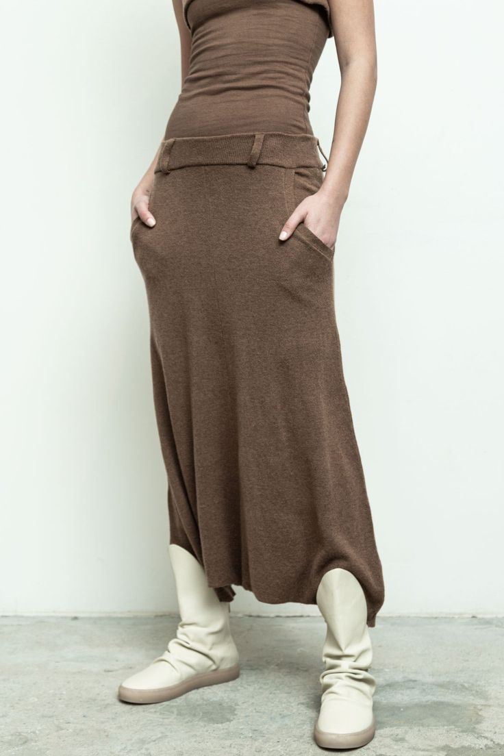 100% cashmere/ sweater skirt-pant/ elastic waistband/ drop crotch/ relaxed fit Margo is 5'10" size 2 wearing size XS Skirt Pant, Accessories Bags Shoes, Knit Bottom, Outerwear Sweater, Cashmere Sweater, Sweater Skirt, Skirt Pants, Cashmere Sweaters, Sales Gifts