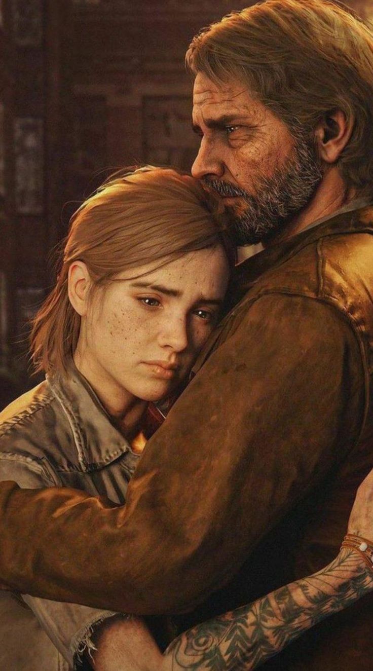 the last of us characters hugging each other in an image from the video game,