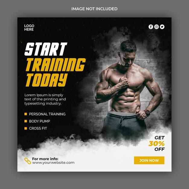 Gym fitness social media post banner tem... | Premium Psd #Freepik #psd #poster Fitness Poster Design Ideas, Gym Poster Design Banner Template, Gym Social Media Post Design, Fitness Banner Design, Fitness Social Media Design, Gym Post Design, Gym Poster Design Creative, Gym Post Ideas, Gym Creative Ads