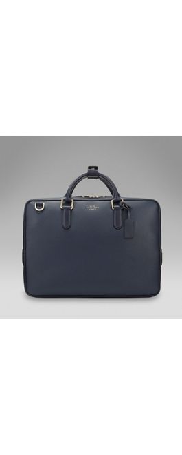 Slim briefcase Classic Laptop Bag For Business Meetings, Designer Briefcase With Luggage Sleeve For Business, Designer Briefcase With Luggage Sleeve For Office, Designer Business Briefcase With Luggage Sleeve, Elegant Leather Luggage With Zipper Closure, Luxury Briefcase With Luggage Sleeve For Formal Use, Designer Office Briefcase With Luggage Sleeve, Elegant Leather Luggage, Designer Travel Briefcase With Zipper Closure