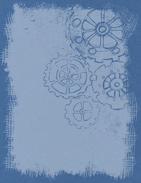 a blue book cover with gears on it