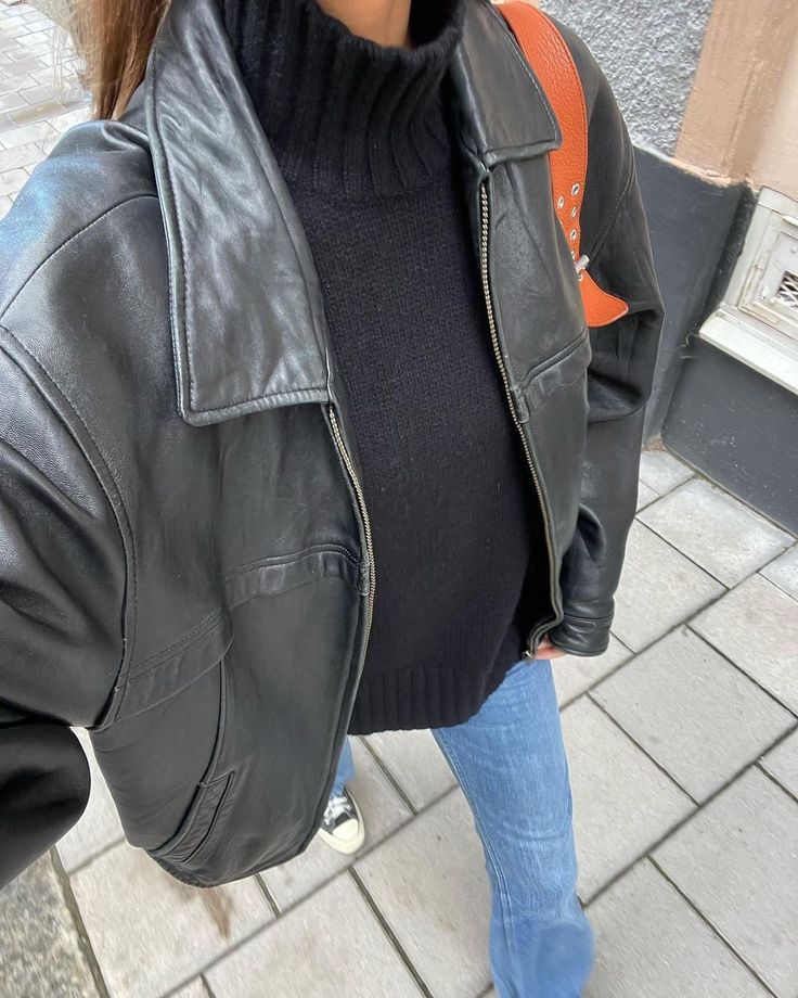 Womens Black Leather Jacket, Autumn Fits, Cold Outfits, Leather Jacket Outfits, Mode Inspo, Autumn Outfit, Outfit Inspo Fall, Outfits Fashion, Leather Jackets Women