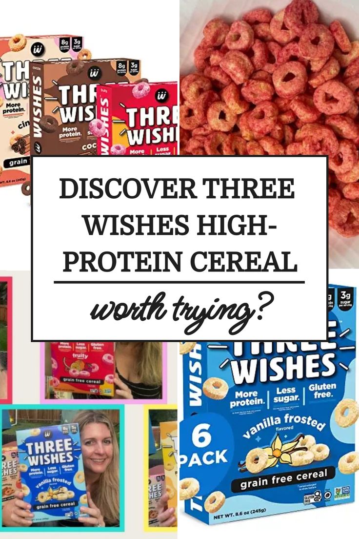 Discover Three Wishes high-protein cereal in various flavors, shown with packaging and cereal pieces. Low Carb Cereal, Cereal Flavors, Toddler Finger Foods, Protein Cereal, Cereal Brands, High Protein Desserts, Three Wishes, Meal Kits, High Protein Vegan