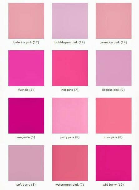 the color chart for different shades of pink