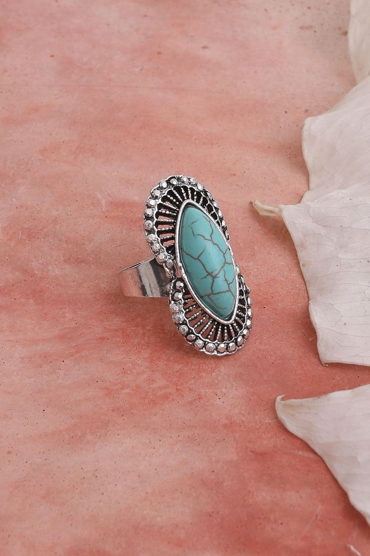 This Western Hourglass Adjustable Turquoise Ring is a stunning addition to any jewelry collection. Crafted from zinc alloy and turquoise stone, it is sure to make a statement. With its marquise-shaped cut and adjustable fit, this gorgeous ring is the perfect way to complete any look with its eye-catching beauty. Boho Cuff, Jewelry Gift Guide, Turquoise Ring Silver, Belt Jewelry, Long Pendant Necklace, Western Boho, Long Pendant, Hat Band, Center Stage