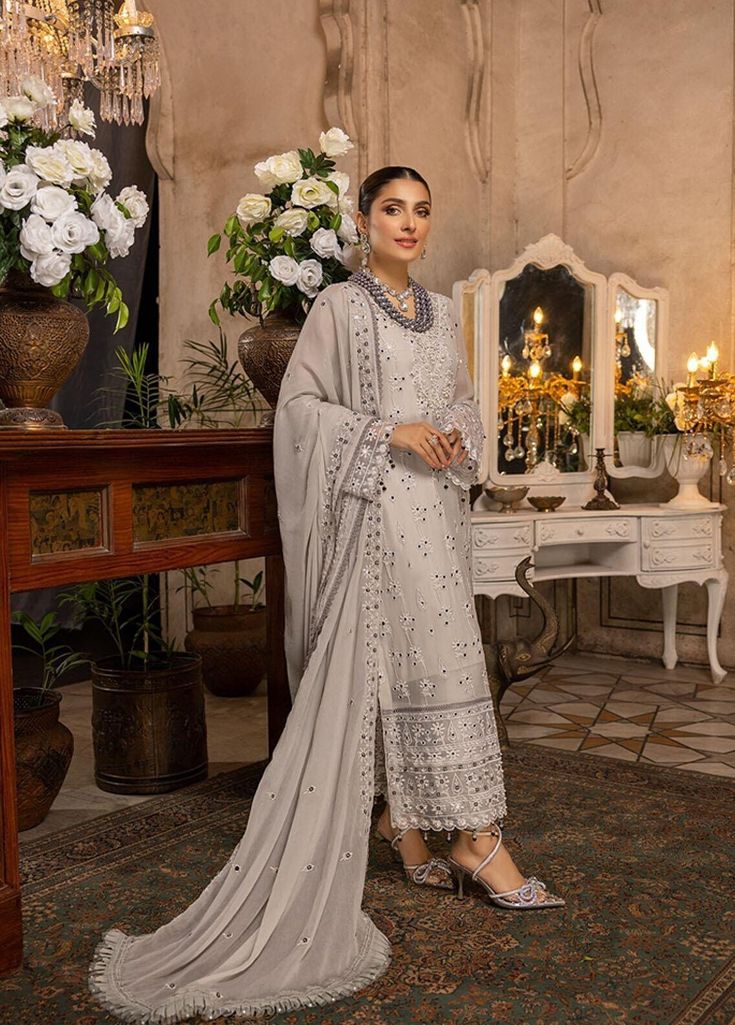 Hello Beauties,  Merakish Luxury Chiffon Beautiful Collection for Women Pakistani Designer Dress for Party Wear and Wedding Wear. Available in 3 Different Sizes.  Embroidered Chiffon 3 Piece Suit Sequins Embroidered front on Chiffon Sequins Embroidered back on Chiffon Sequins Embroidered Sleeves on Chiffon Sleeves Embroidered Lace Sequins Embroidered Chiffon Dupatta 2.5 Yards Dyed Trouser This is Original Merakish  Product.  Please Note:  That actual color may slightly vary from the colors being displayed on your device. This could be due to your own display settings, extreme lighting during photo shoots & picture editing. Thanks for Shopping. Regards, StyledByKiran Stitched Three Piece Suit | Stitched 3pc Suit | Complete Ready to Wear Suit | Complete Ready Made Suit | Party Wear | Wedding Chiffon Collection, Embroidered Chiffon, Pure Chiffon, Pakistani Dress Design, Pakistani Suits, Pakistani Designers, Designer Dresses Indian, Pakistani Fashion, Wedding Wear