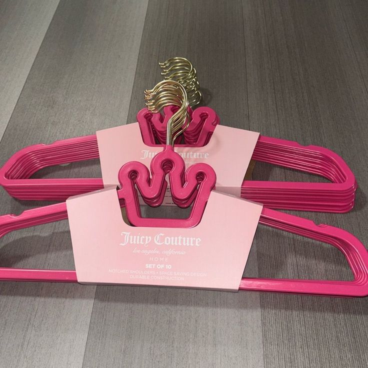 Juicy Couture Storage & Organization | Juicy Couture Hangers | Color: Pink | Size: Os Juicy Couture Suitcase, Apartment List, Bedroom Makeover Diy, Gold Hooks, Barbie Makeup, Pink Crown, Hair Supplies, Heart Clothes, Baby Couture