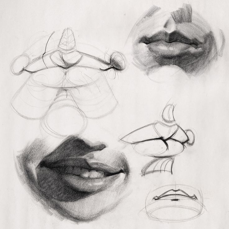 several different types of hands and faces drawn in charcoal on white paper with black marker