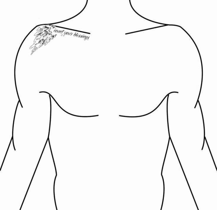 a drawing of a man's chest and arm