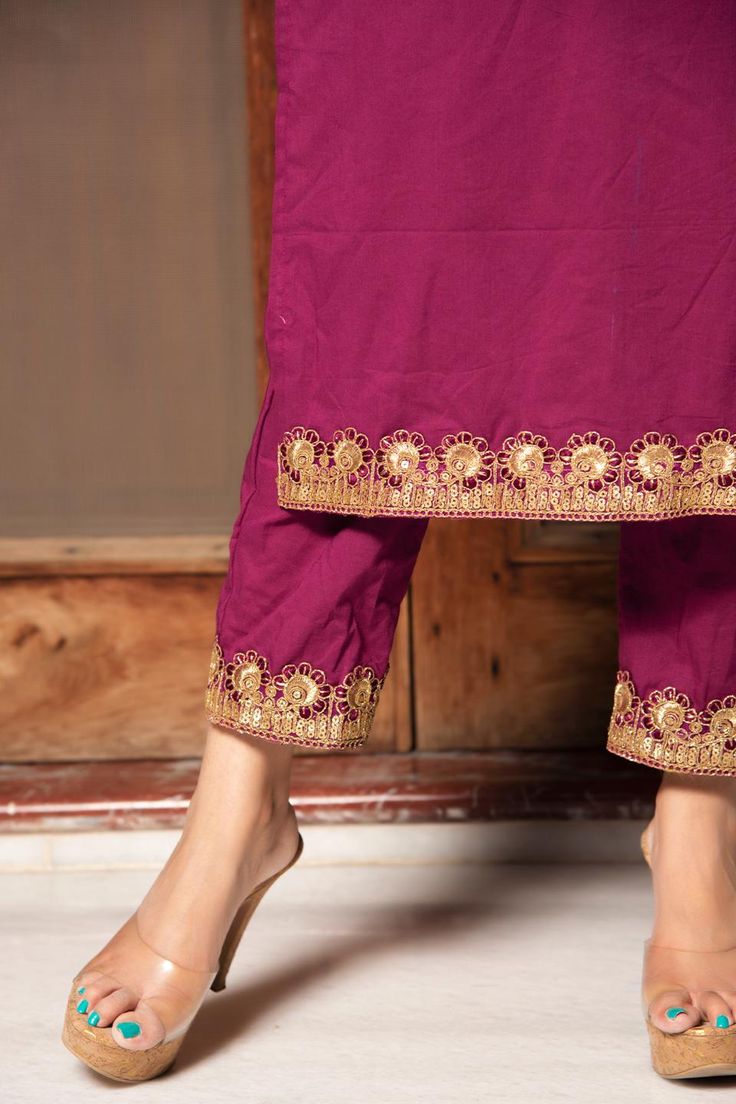 A classic cotton suit set is a must-have for your ethnic wear collection. Crafted with bright hues, beautiful lace details on the kurta, it gives all the aesthetic vibes. Wear this beautiful kurta set and make it your new statement style! PRODUCT DESCRIPTION: Kurta & Pant: Cotton Dupatta: Soft Net Color: Burgundy No. Of Components : Set of 3 Embroidery Details: Lace Work Product Highlight: Cotton Linig ( Fabric) Wash Care : Dry Clean Customization : Only Size and Length Of Product SKU#: 11403101 Product Highlight, Cotton Dupatta, Straight Kurta, Aesthetic Vibes, Kurta With Pants, Kurta Set, Suit Set, Embroidery Details, Ethnic Wear