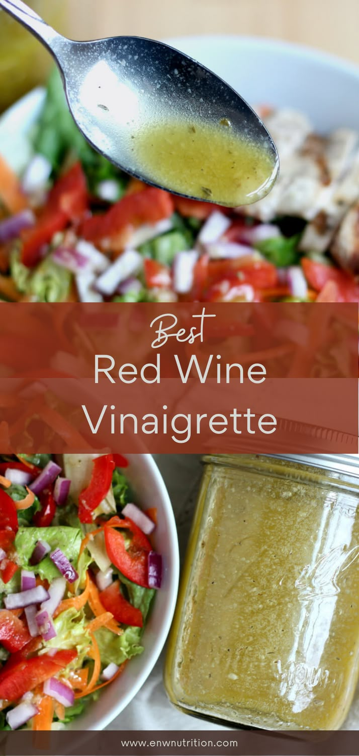 red wine vinaigrette dressing in a bowl with a spoon