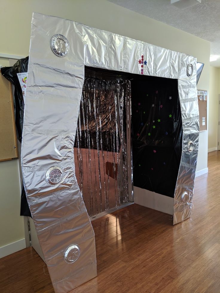 an indoor climbing wall made out of aluminum foil