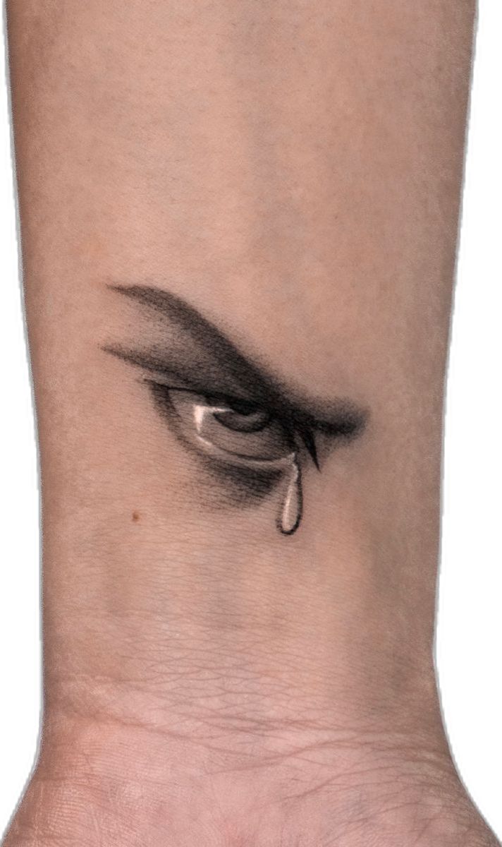 an eye with tears on the side of it